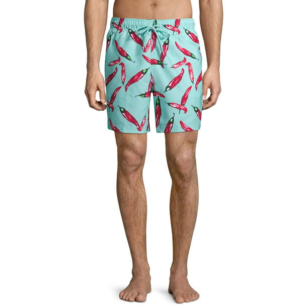 Pattern with Pepper and Chilli Mens Swim Trunks Surfing Beach Board Shorts Swimwear Pants 